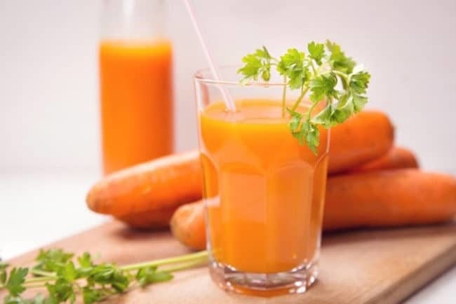 Carrot juice and cilantro.
